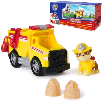 Fire Rescue Rubble Rescue Dump Truck with Action Figure and Projectiles for Kids Ages 3+
