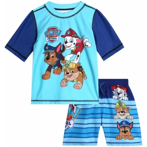 Paw Patrol Boys Rash Guard Set with UPF50 Swim Shirt and Trunks