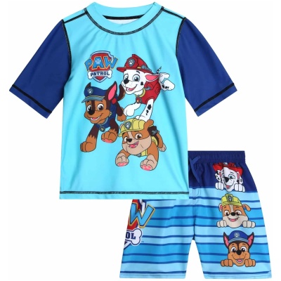 Paw Patrol Boys Rash Guard Set with UPF50 Swim Shirt and Trunks
