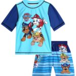 Paw Patrol Boys Rash Guard Set with UPF50 Swim Shirt and Trunks - vue 2