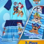 Paw Patrol Boys Rash Guard Set with UPF50 Swim Shirt and Trunks - vue 5