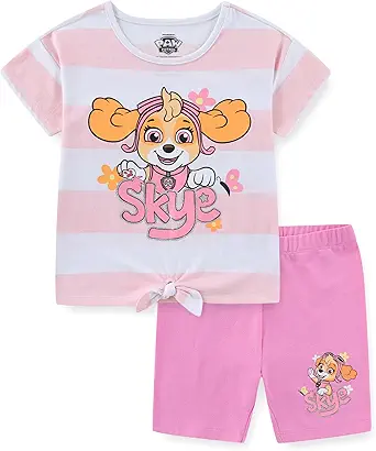 Paw Patrol Skye Short Sleeve Shirt and Bike Shorts Set
