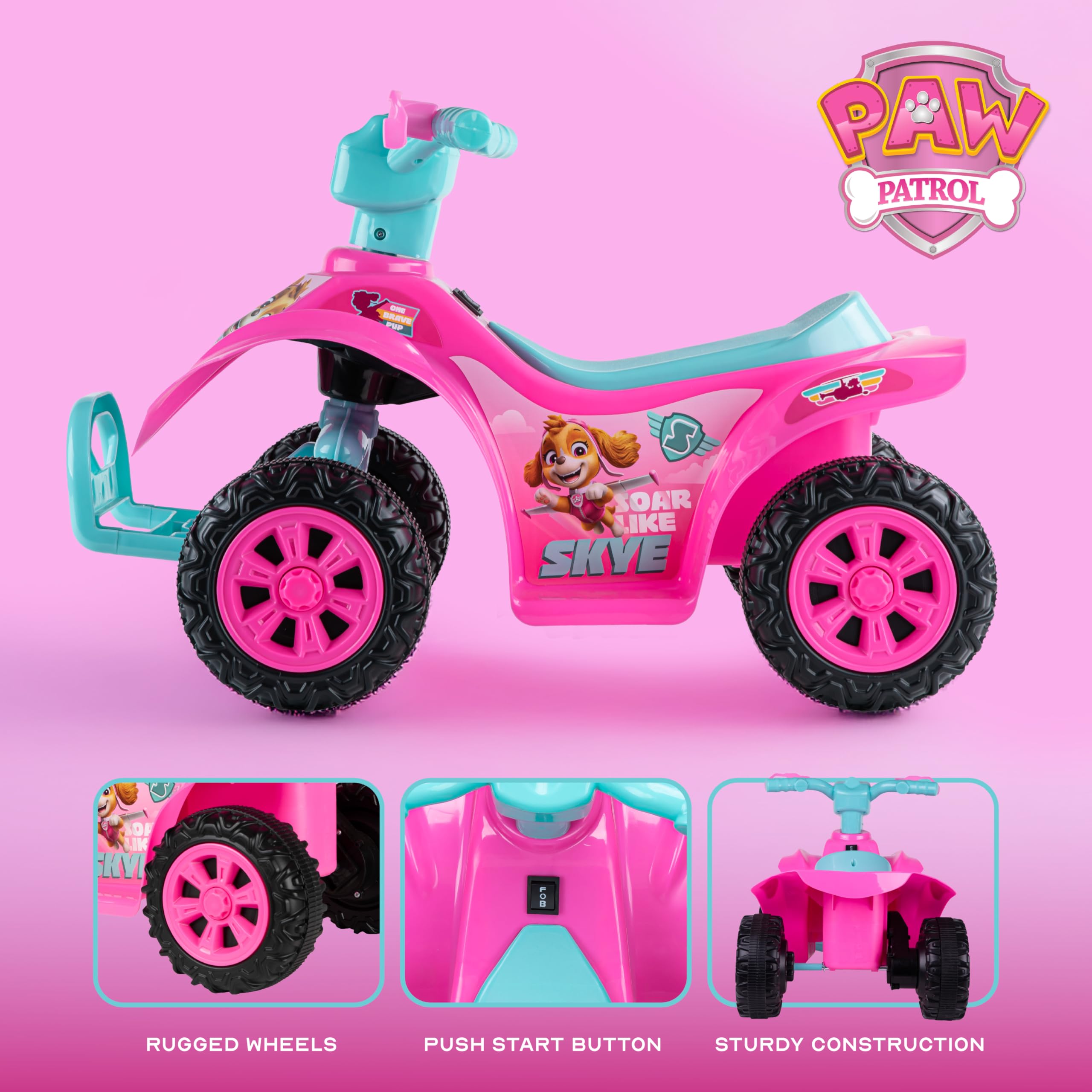 Ride On Toy Paw Patrol Skye 6V ATV with LED Headlights - photo 3