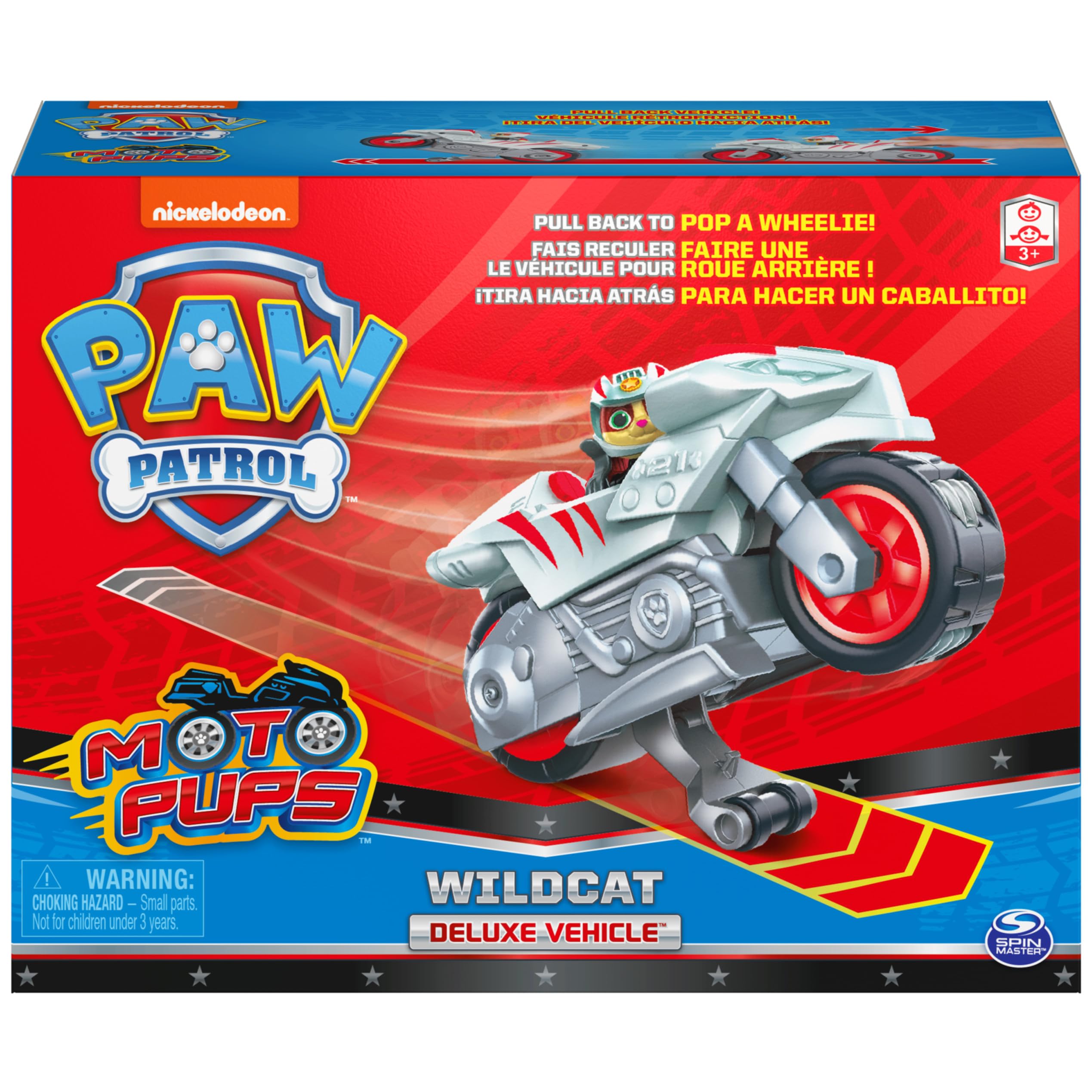 Moto Pups Wildcat Deluxe Pull Back Motorcycle Vehicle with Wheelie Feature and Toy Figure - photo 2