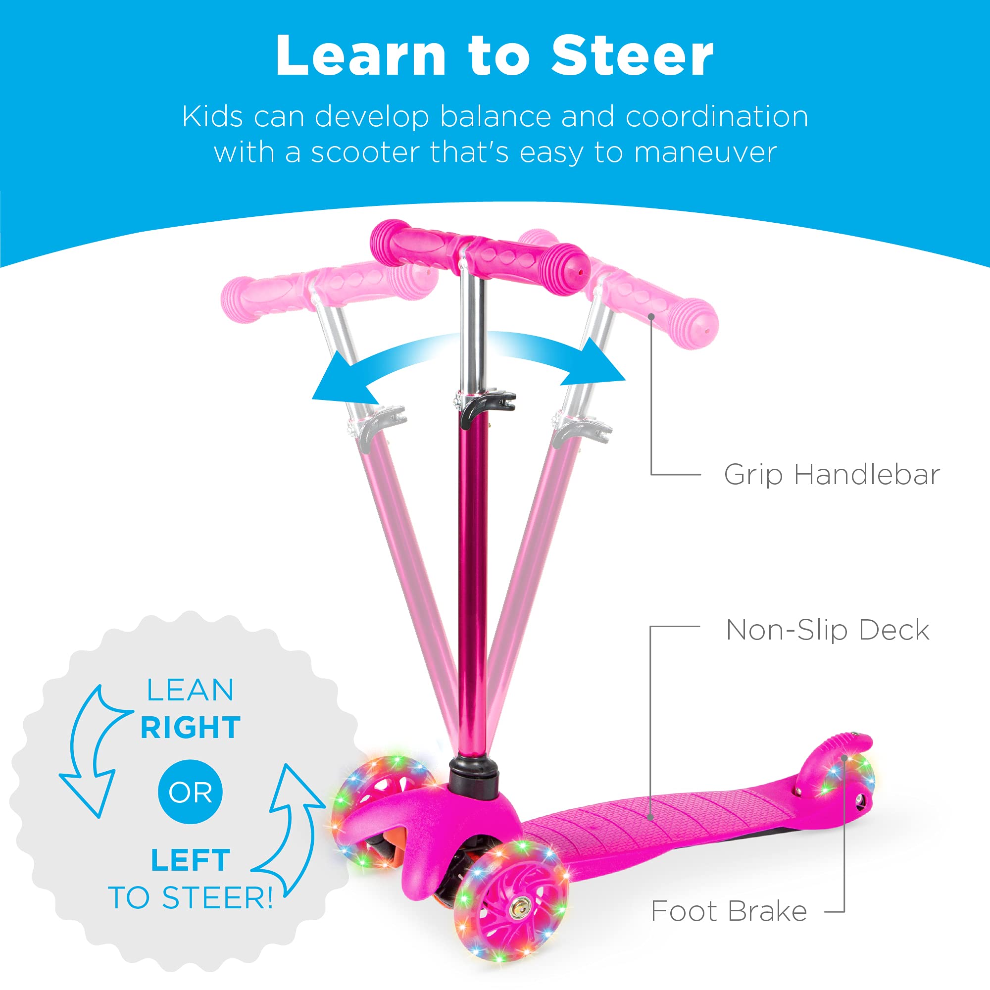 Scooter Paw Patrol with LED Light-Up Wheels, 3-Wheel Lean-to-Steer Toddler Scooter - photo 4