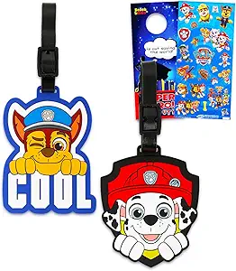 Paw Patrol Luggage Tag Gift Set with Chase and Marshall Suitcase Tags
