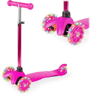 Scooter Paw Patrol with LED Light-Up Wheels, 3-Wheel Lean-to-Steer Toddler Scooter