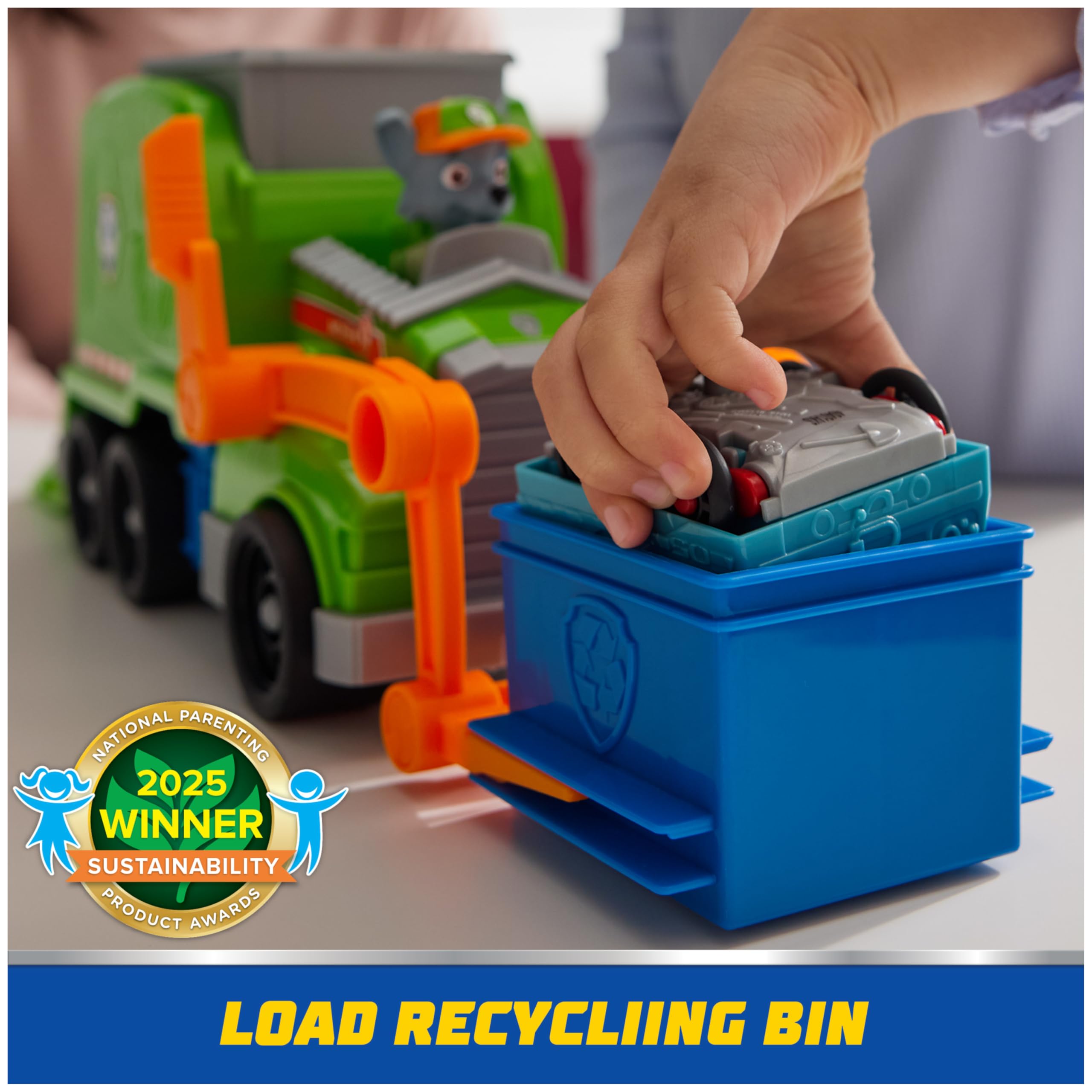 Paw Patrol Crush N Roll Recycling Truck with Rocky Action Figure - photo 3