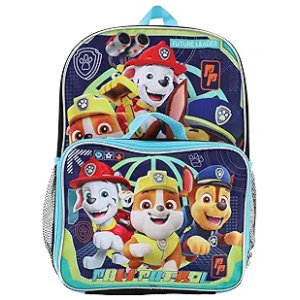 Backpack Paw Patrol 16 Inch with Lunch Box Set Black Blue