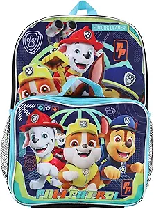 Backpack Paw Patrol 16 Inch with Lunch Box Set Black Blue
