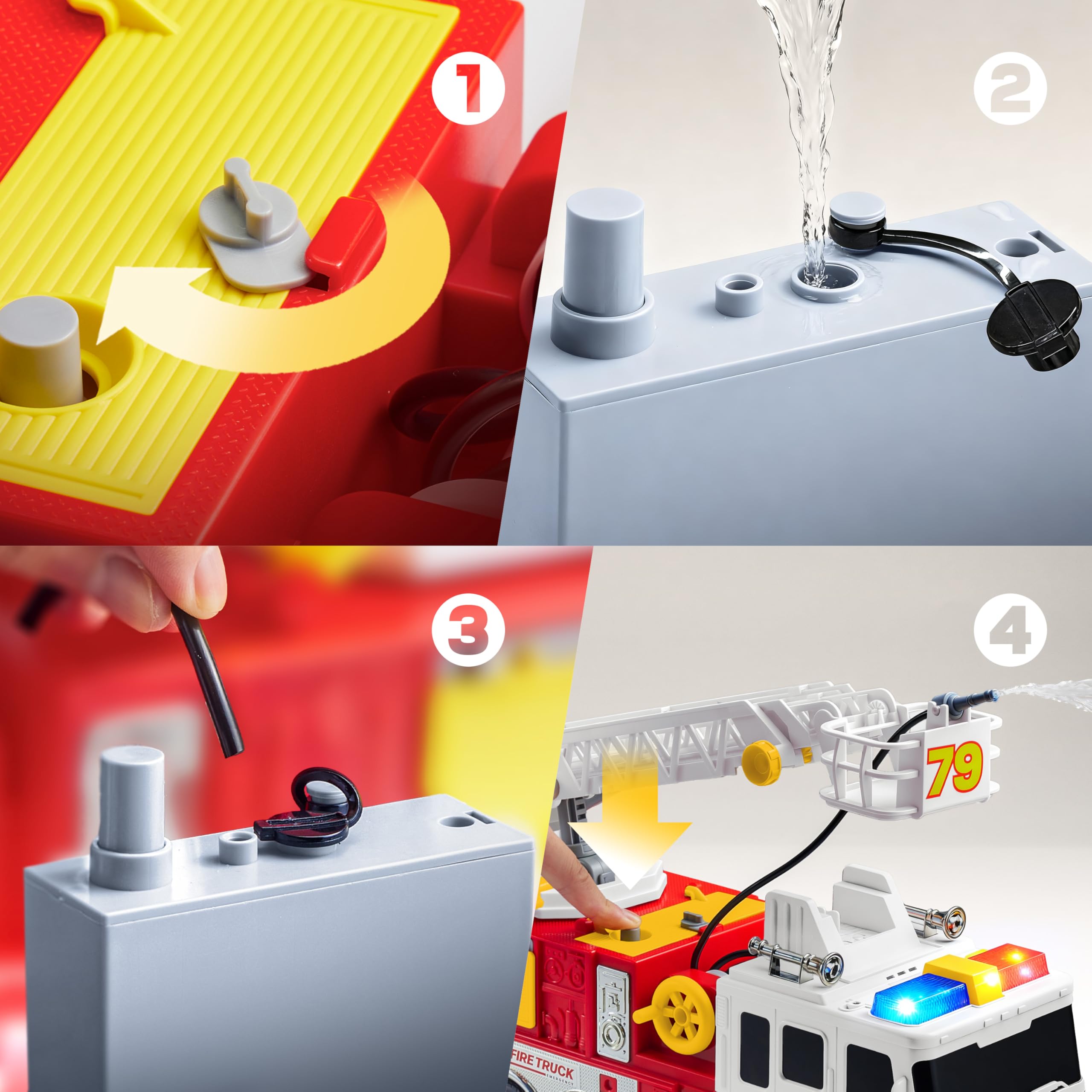 Fire Truck Toy Paw Patrol 33-inch Ladder Lights Sprinkler - photo 3