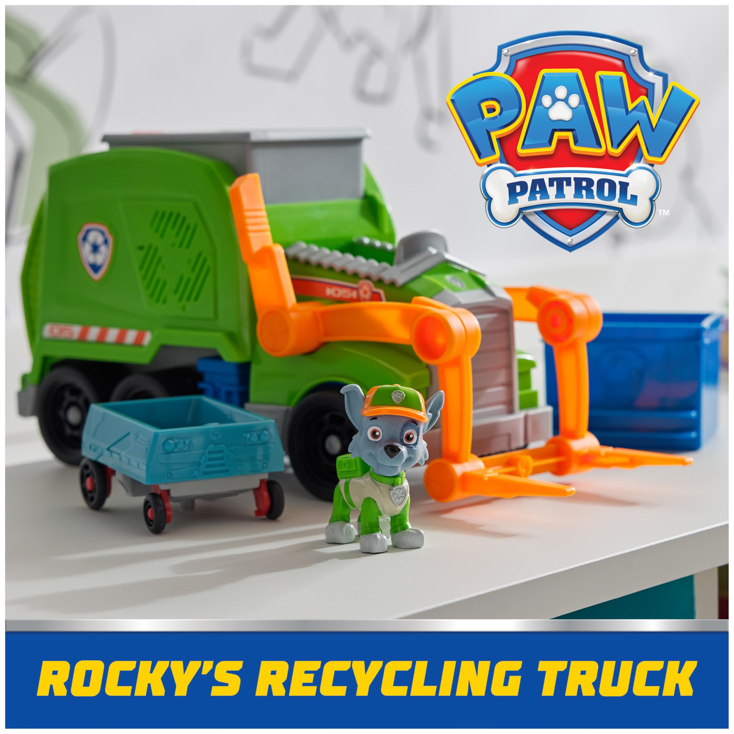 Paw Patrol Crush N Roll Recycling Truck with Rocky Action Figure - photo 2