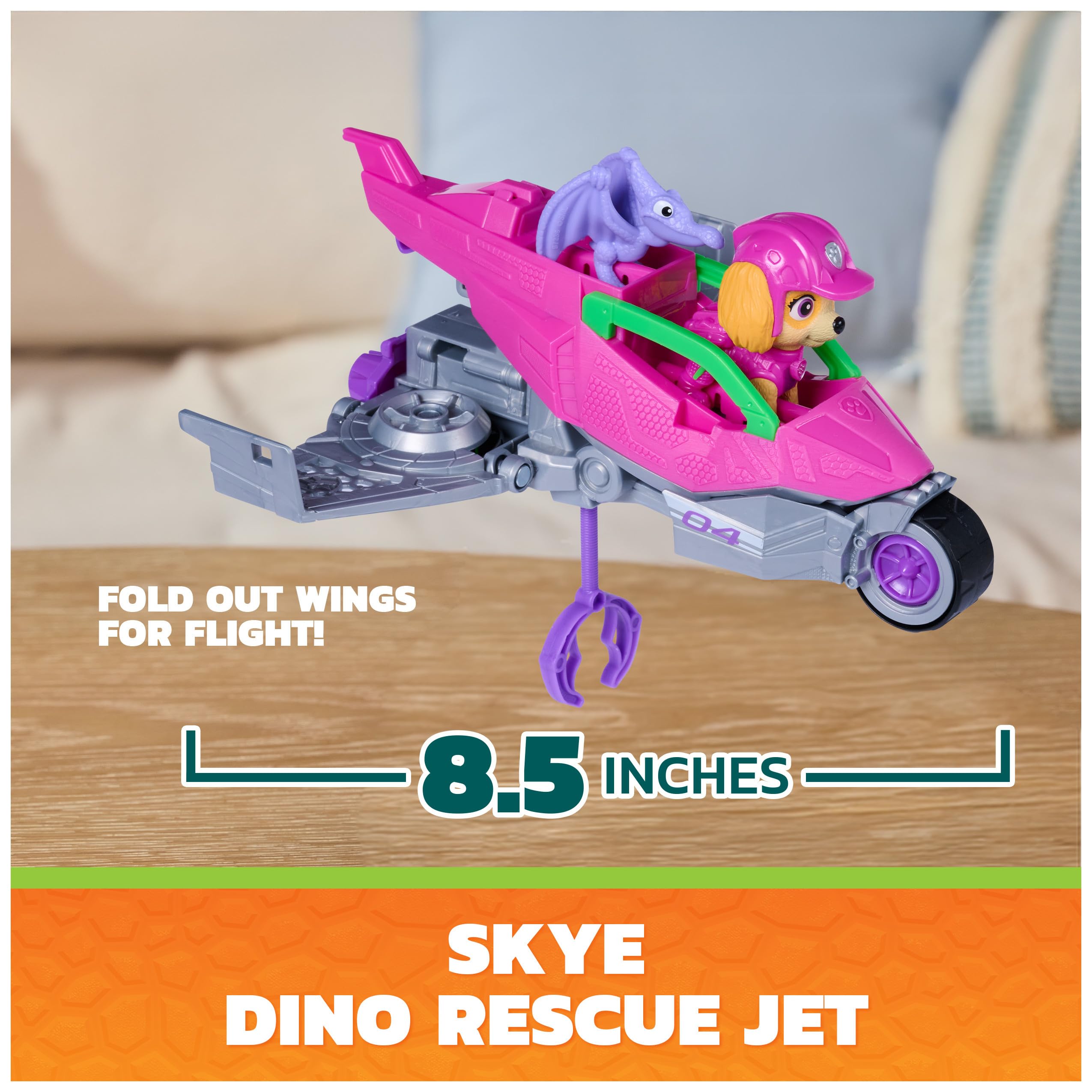 Skye Dino Rescue Jet with Folding Wings and Deployable Claw Paw Patrol Toy - photo 2