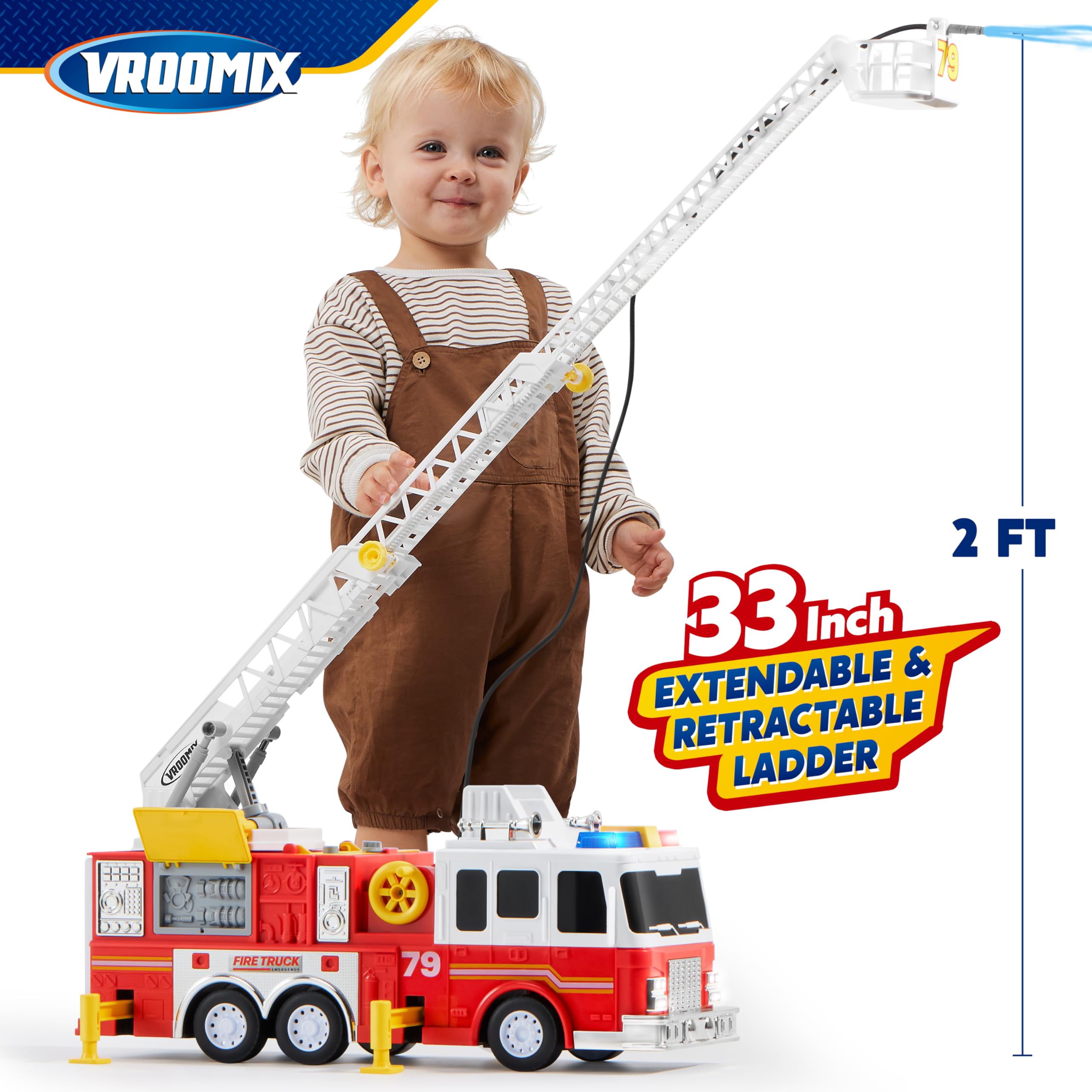 Fire Truck Toy Paw Patrol 33-inch Ladder Lights Sprinkler - photo 4