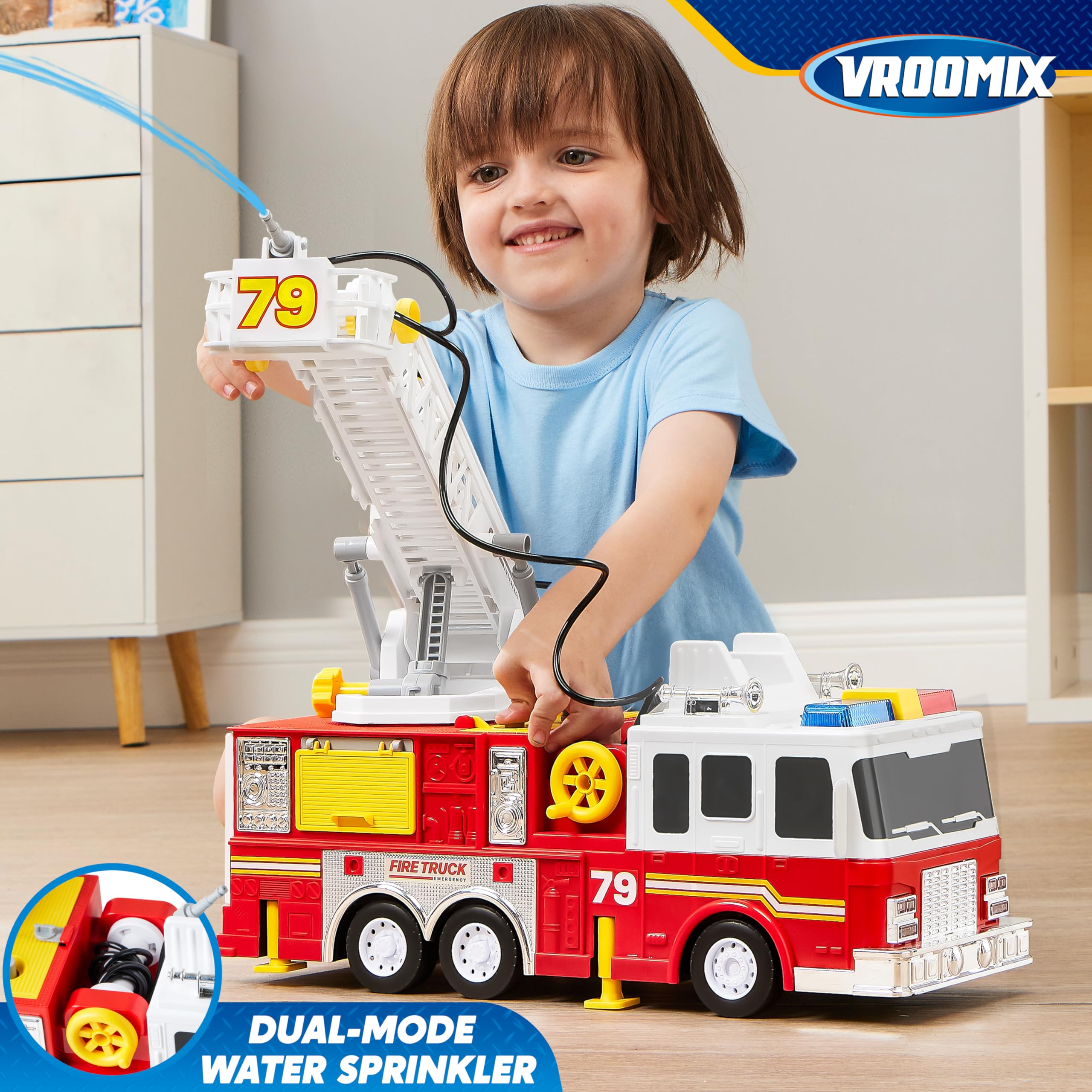 Fire Truck Toy Paw Patrol 33-inch Ladder Lights Sprinkler - photo 6