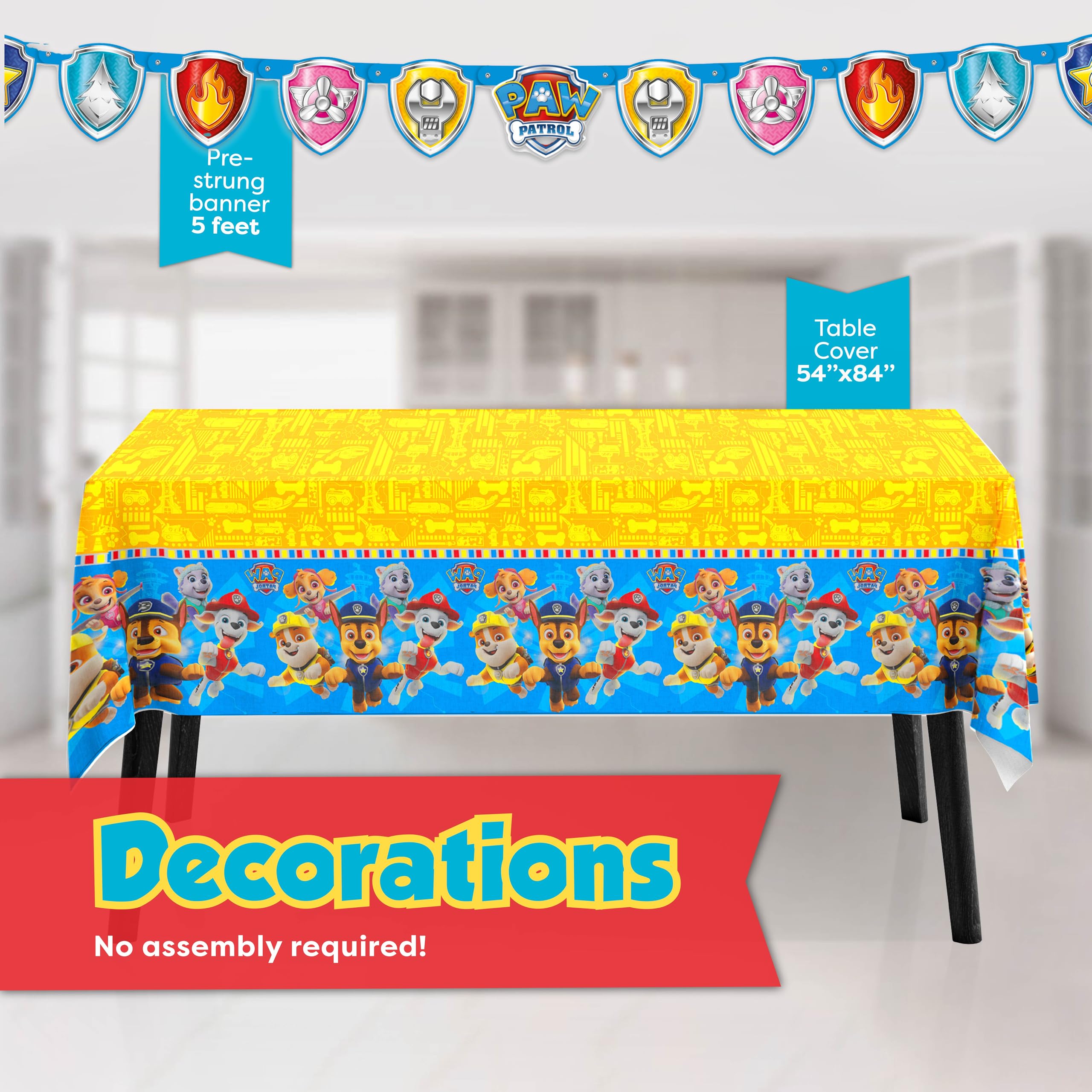 Paw Patrol Birthday Decorations Set Banner Tablecloth Plates Napkins Sticker - photo 3