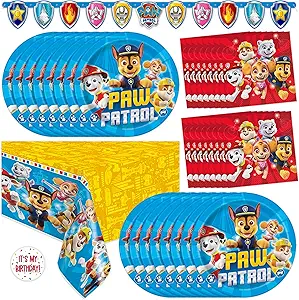 Paw Patrol Birthday Decorations Set Banner Tablecloth Plates Napkins Sticker