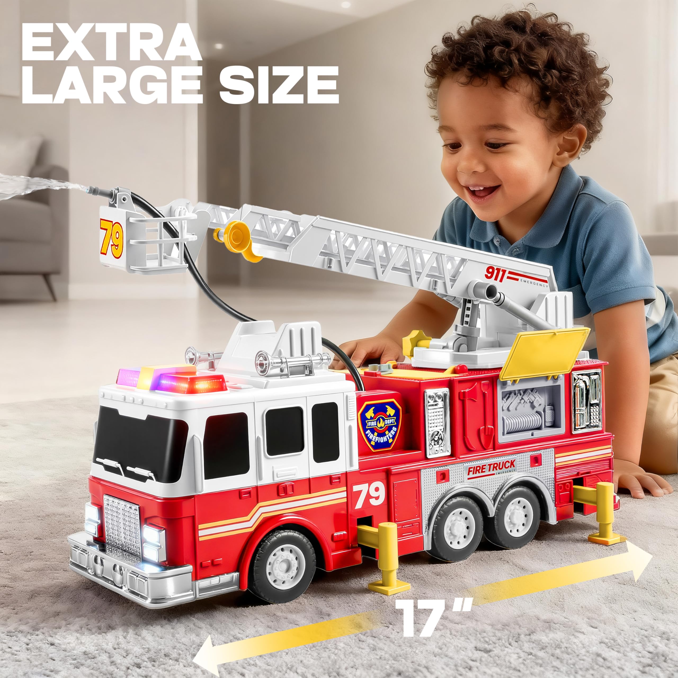 Fire Truck Toy Paw Patrol 33-inch Ladder Lights Sprinkler - photo 2