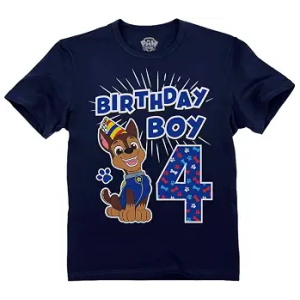 Toddler T-Shirt Paw Patrol Chase 4th Birthday Tee Navy