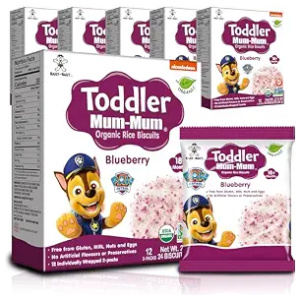 Toddler Rice Biscuits Paw Patrol Blueberry, 24 Count Pack of 6