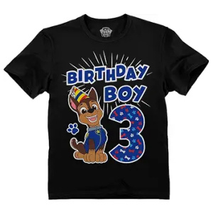 Toddler T-Shirt Paw Patrol Chase 3rd Birthday Tee Black