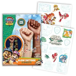 Glow in the Dark Temporary Tattoos Paw Patrol Dino Movie, 2 Sheets