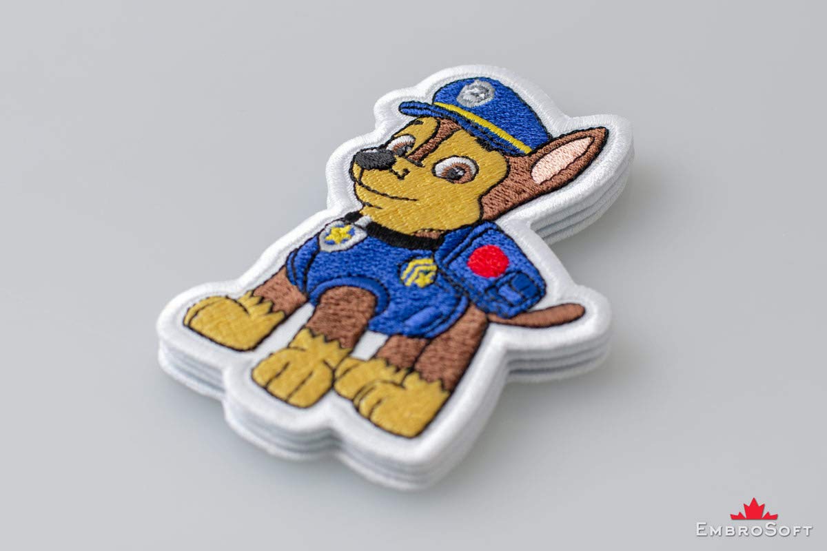 Iron On Patch Paw Patrol Chase Embroidered 2.7 x 3.9 Inch