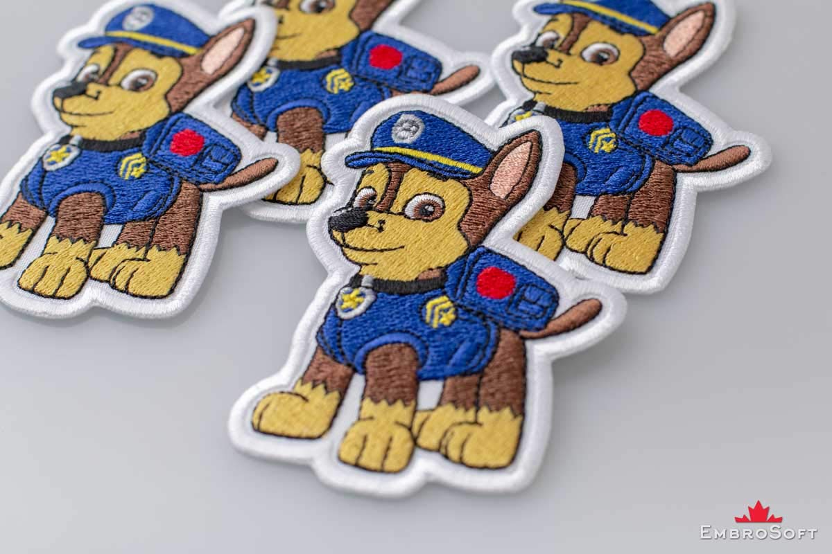 Iron On Patch Paw Patrol Chase Embroidered 2.7 x 3.9 Inch