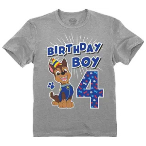 Toddler T-Shirt Paw Patrol Chase 4th Birthday Tee Heather Gray