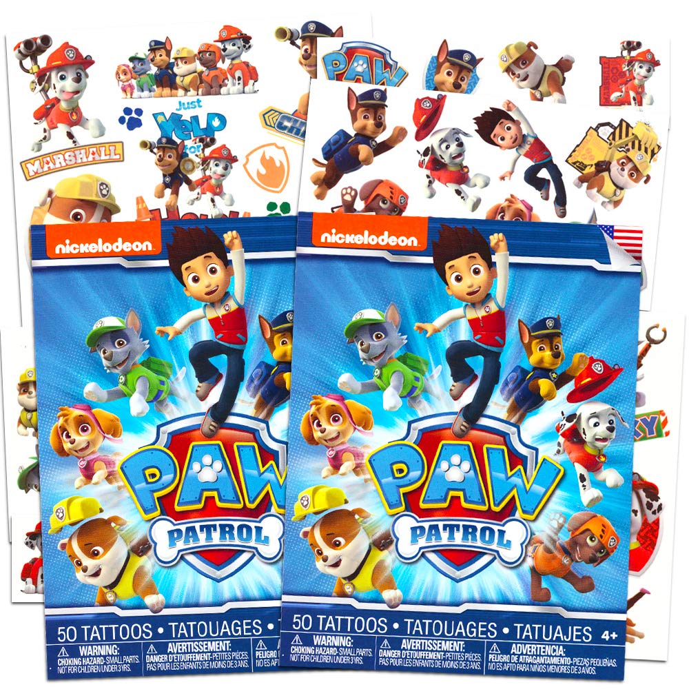 Temporary Tattoos Paw Patrol Chase Marshall Skye 100 Pack