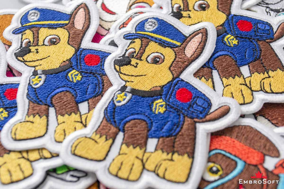 Iron On Patch Paw Patrol Chase Embroidered 2.7 x 3.9 Inch