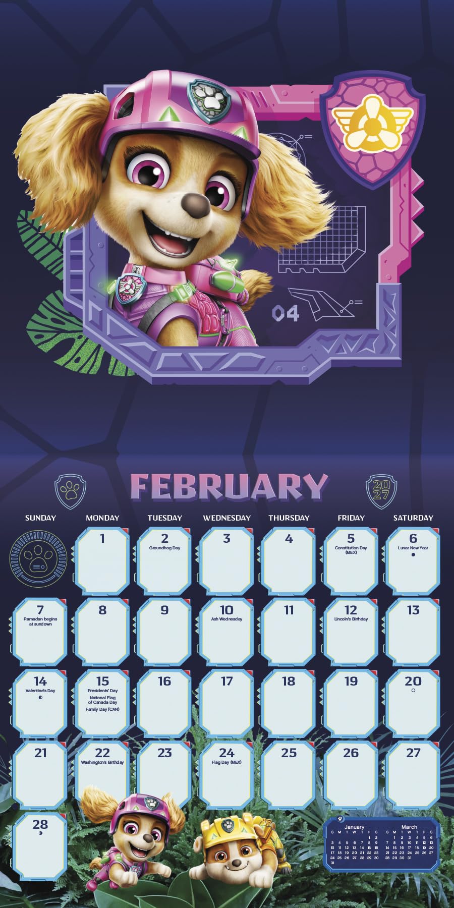 Wall Calendar Paw Patrol The Dino Movie 12x12