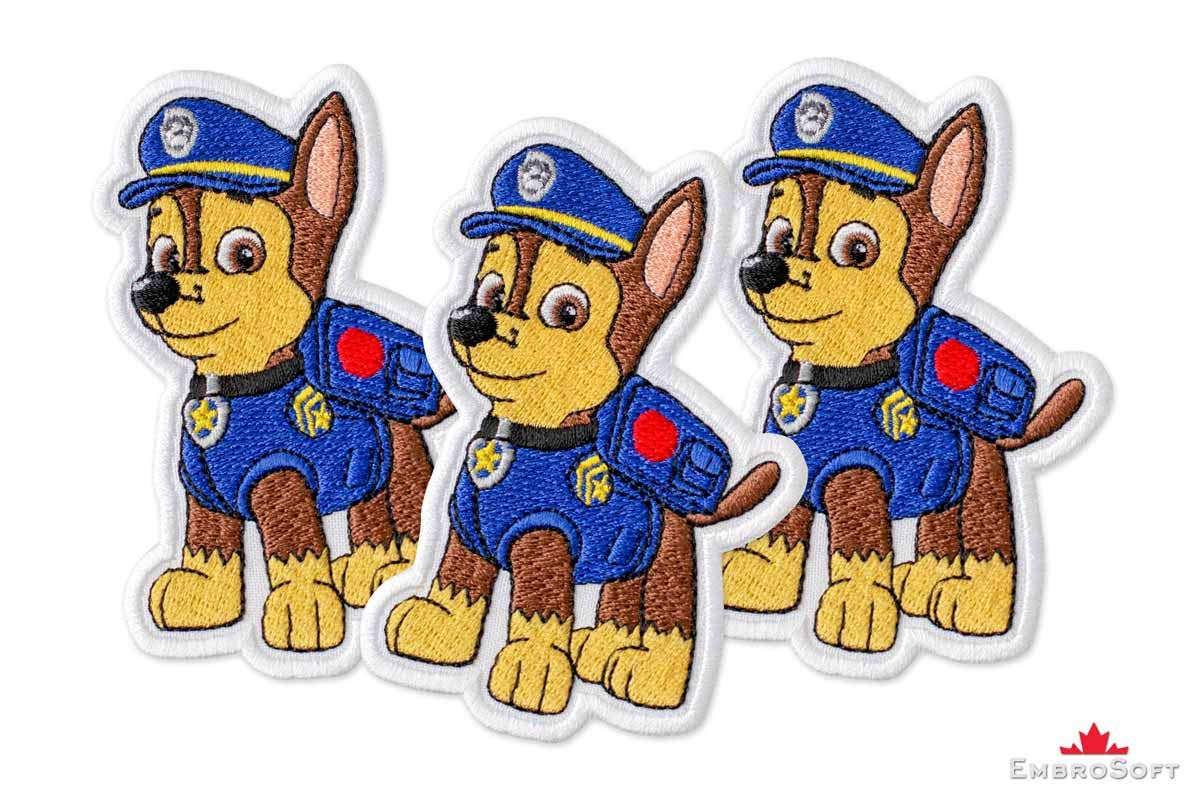 Iron On Patch Paw Patrol Chase Embroidered 2.7 x 3.9 Inch