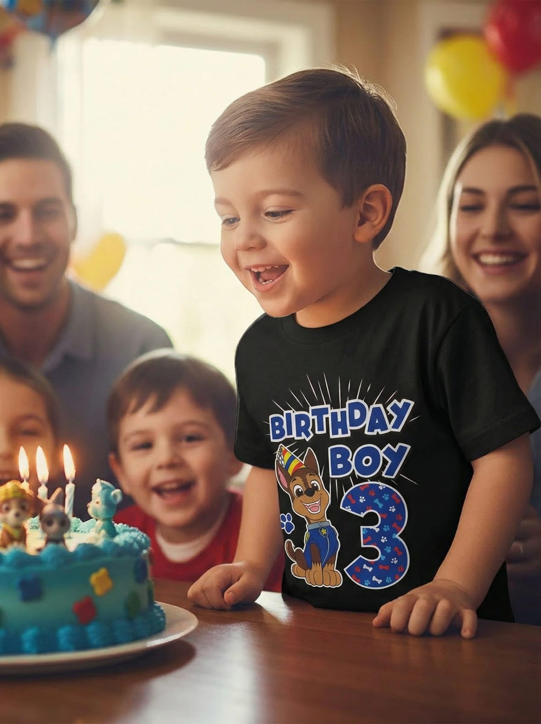 Toddler T-Shirt Paw Patrol Chase 3rd Birthday Boys Tee