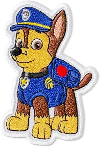 Iron On Patch Paw Patrol Chase Embroidered 2.7 x 3.9 Inch