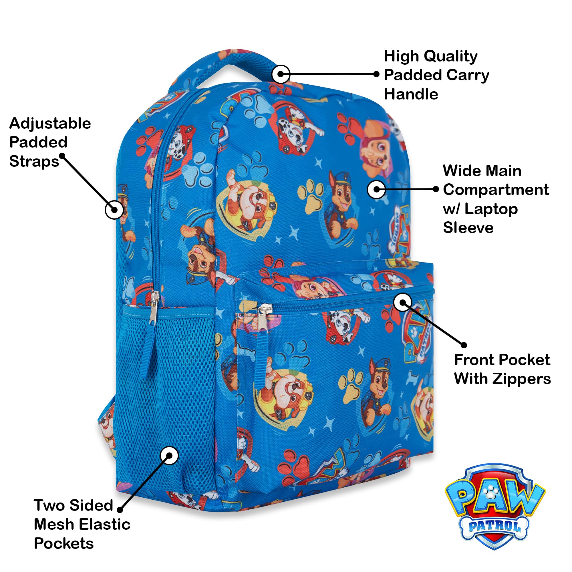 Kids Backpack Paw Patrol Chase Skye Marshall Crew - Blue