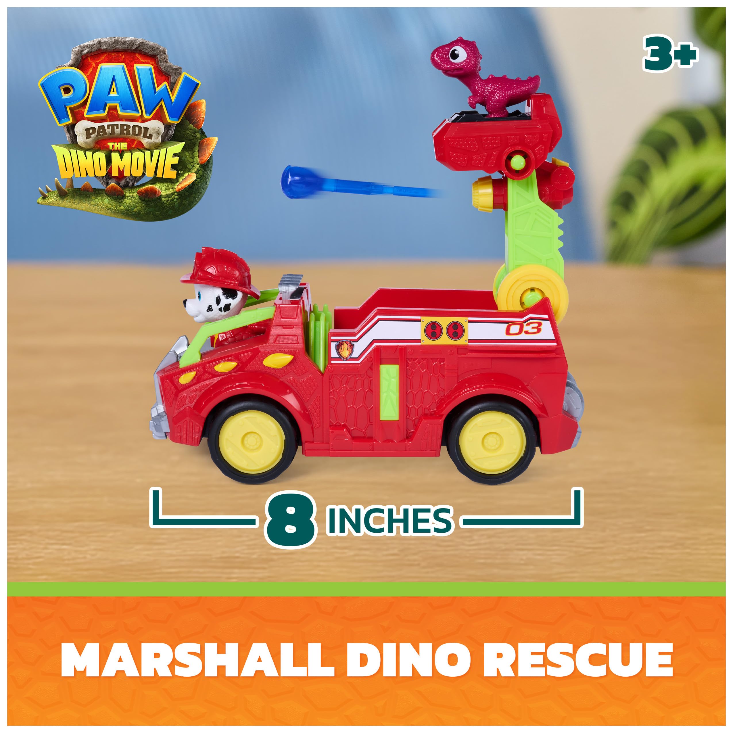 Toy Vehicle Paw Patrol Marshall Dino Movie Firetruck 8-Inch