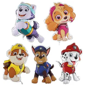 Foil Balloon Set Paw Patrol Chase, Marshall, Skye, Rubble & Everest – 5 Pack