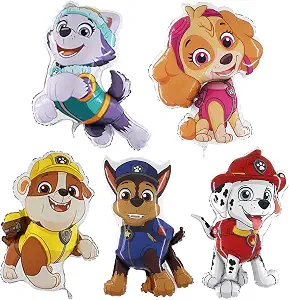 Foil Balloon Set Paw Patrol Chase, Marshall, Skye, Rubble & Everest - 5 Pack