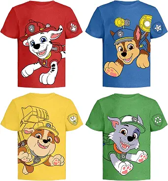 Kids T-Shirt Paw Patrol Marshall Chase Rubble Skye Everest Zuma