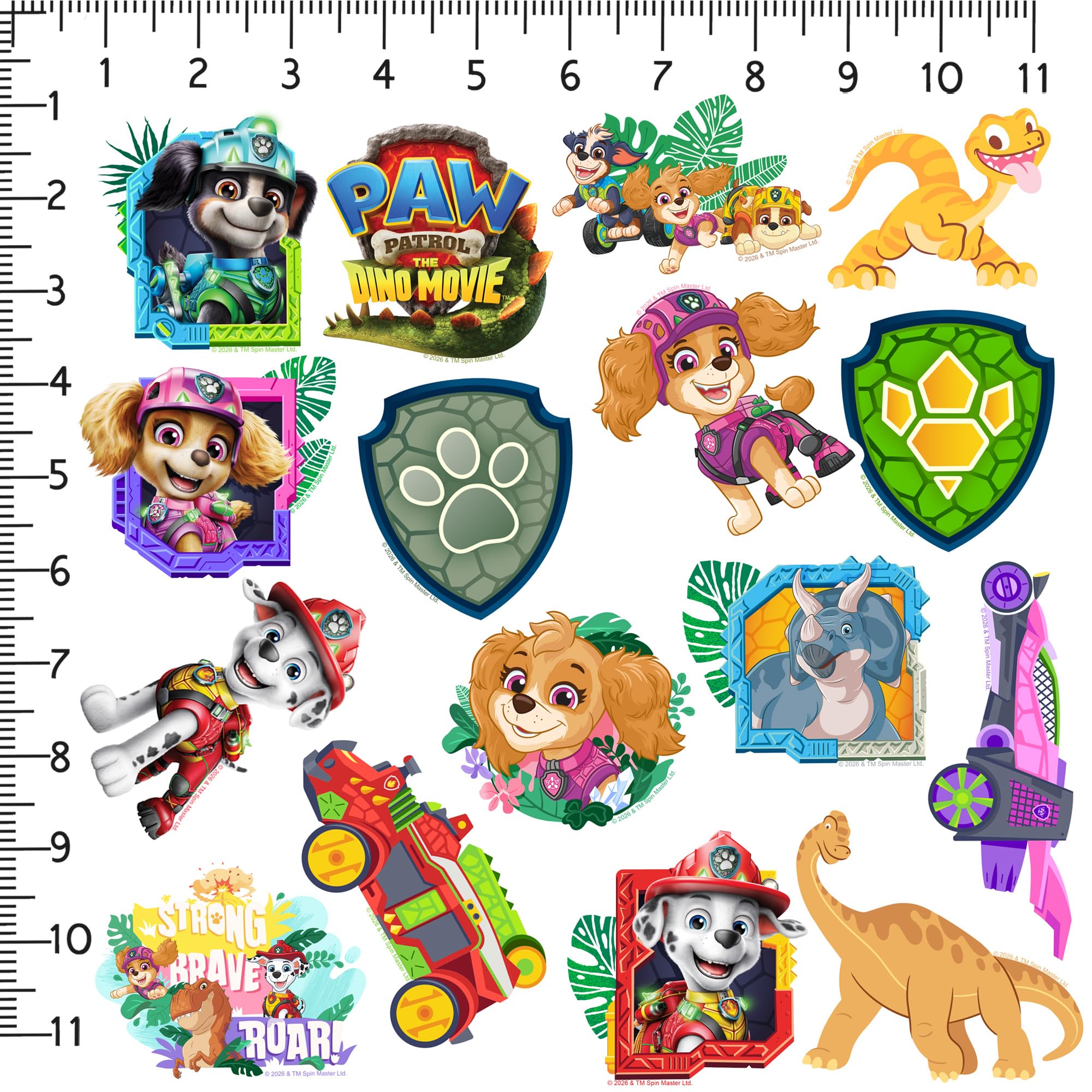 Sticker Pack Paw Patrol Dino Movie 50 Waterproof Die-Cut Decals