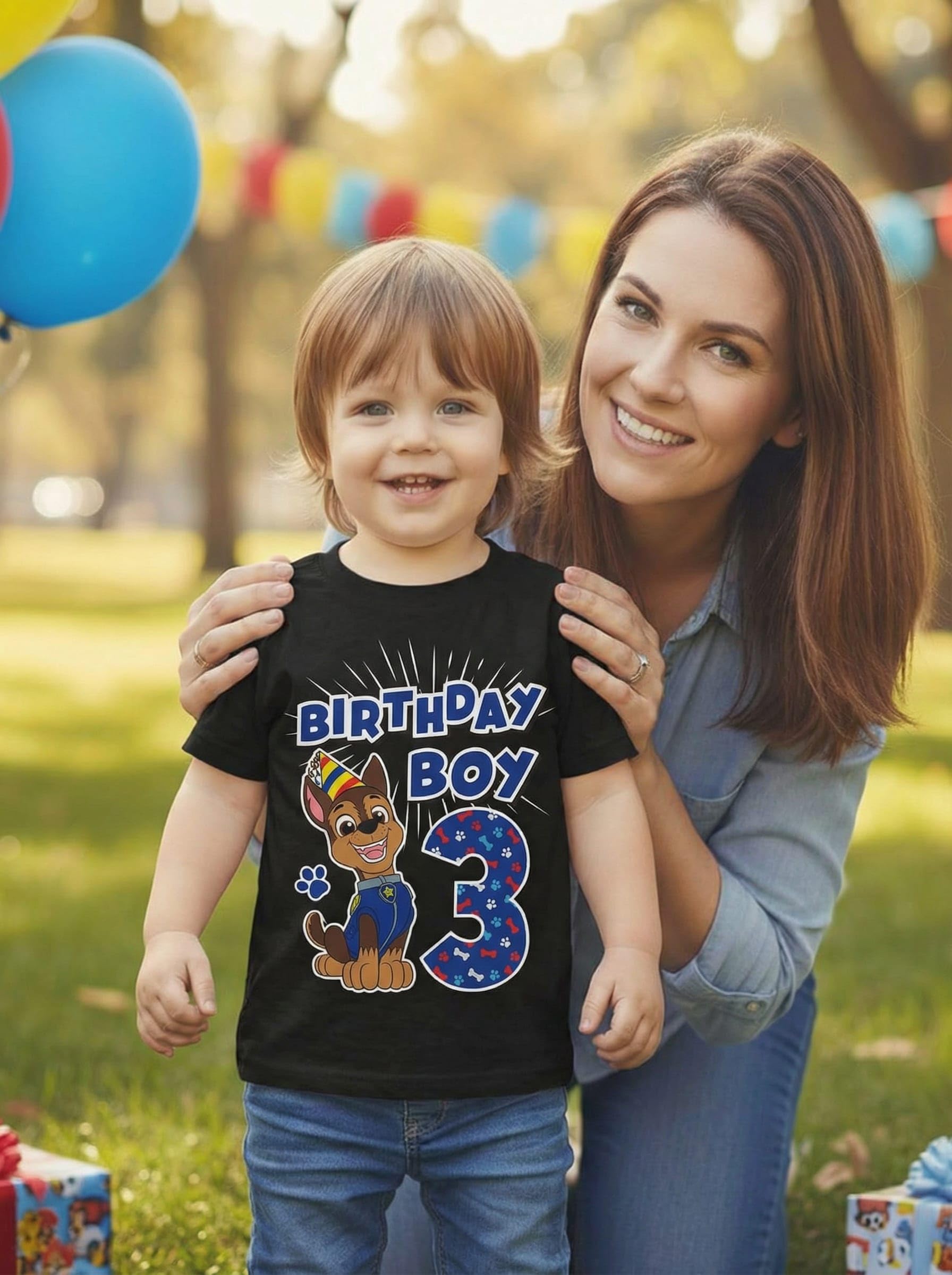Toddler T-Shirt Paw Patrol Chase 3rd Birthday Boys Tee