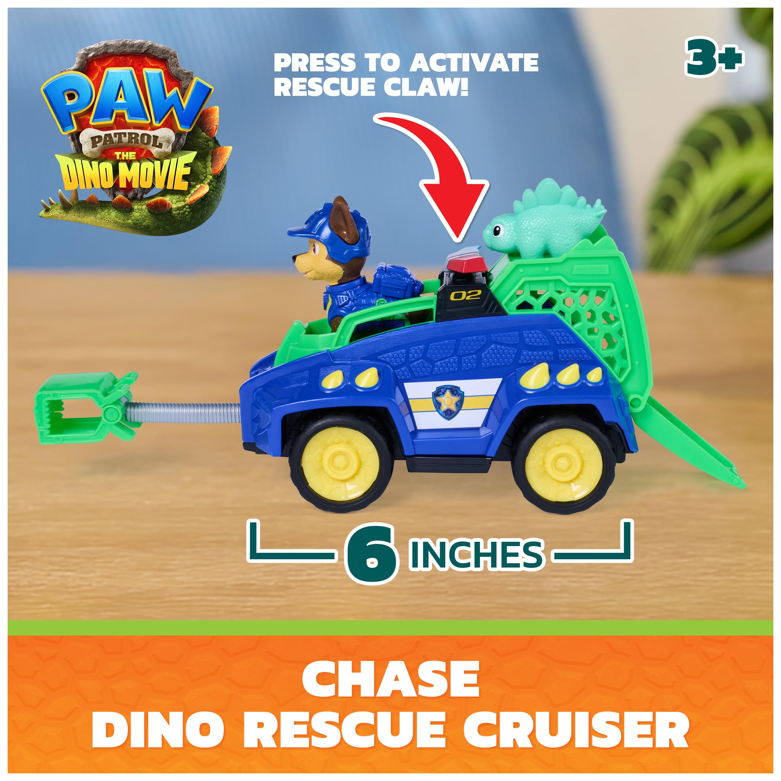 Toy Vehicle Paw Patrol Chase Dino Rescue Cruiser with 2 Figures