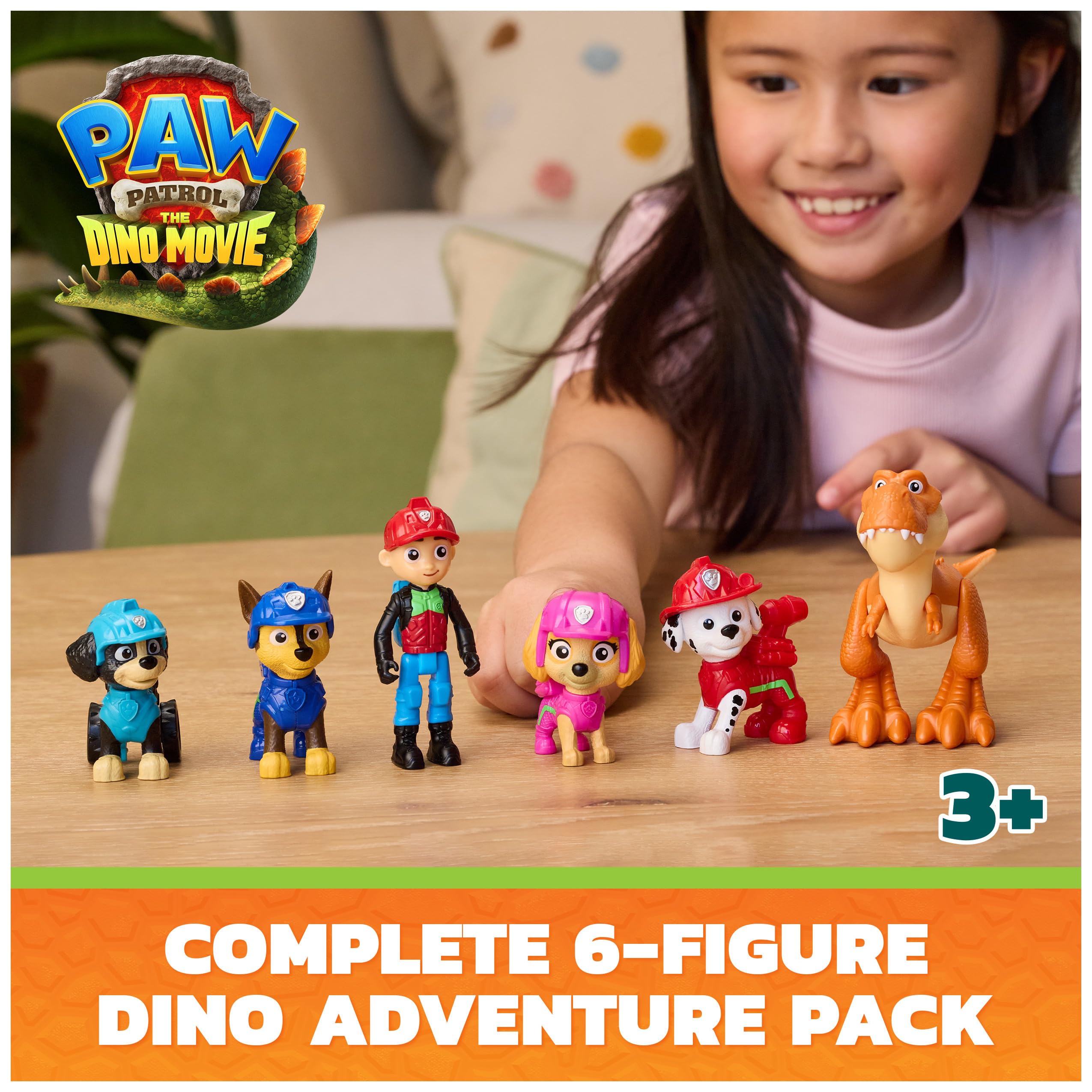 Action Figure 6-Pack Paw Patrol Dino Movie Ryder, Rex & Timmy