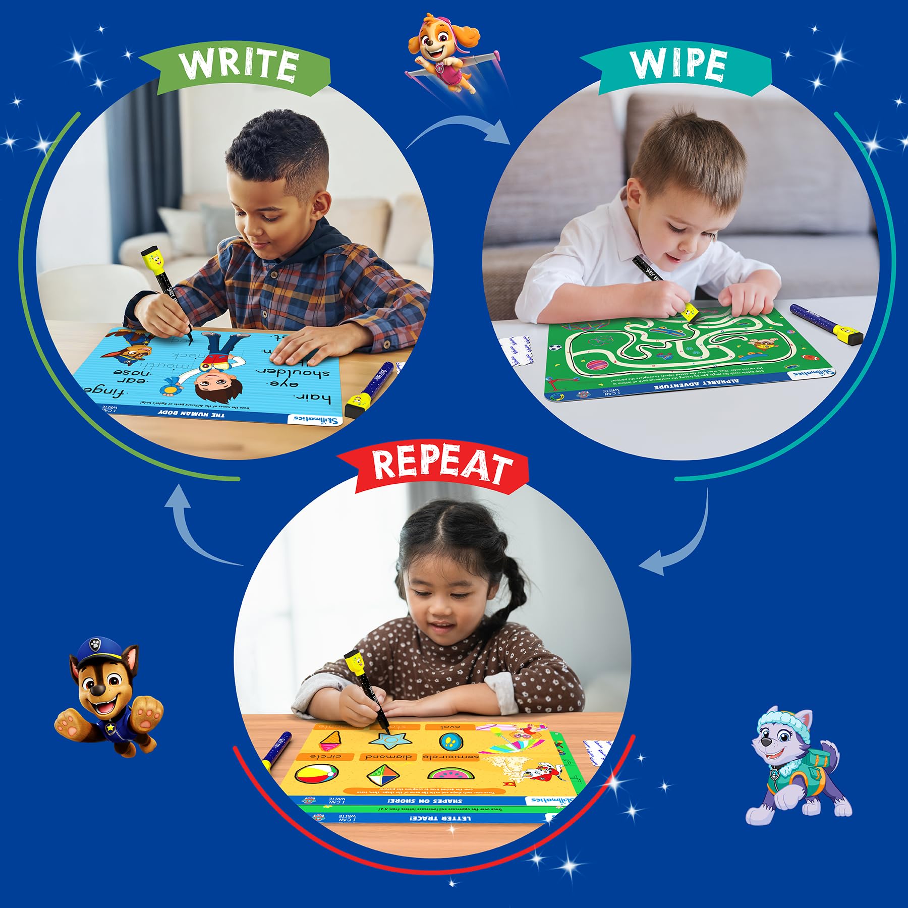 Write and Wipe Activity Mats Paw Patrol Skillmatics Set