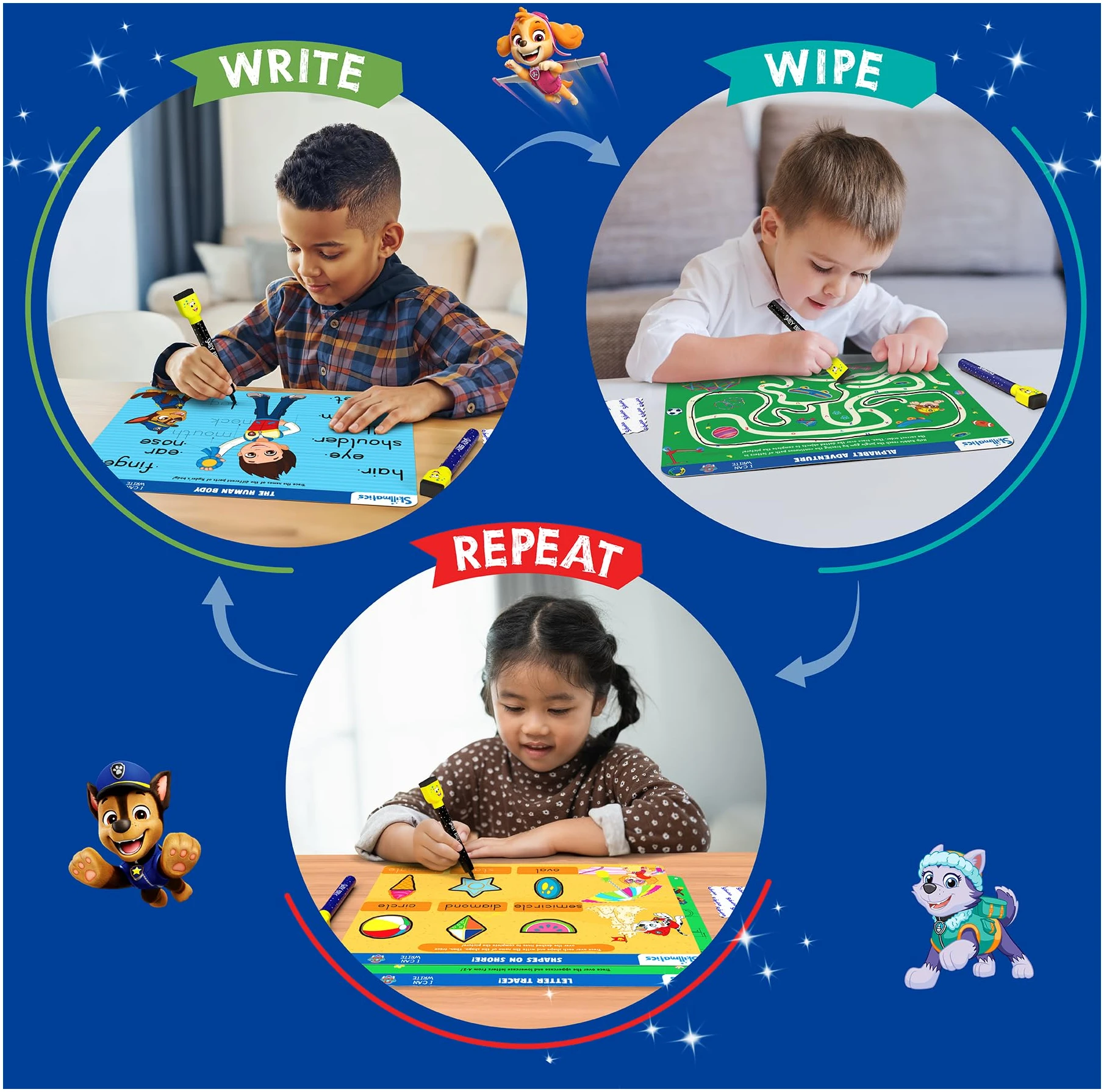 Write and Wipe Activity Mats Paw Patrol Skillmatics Set