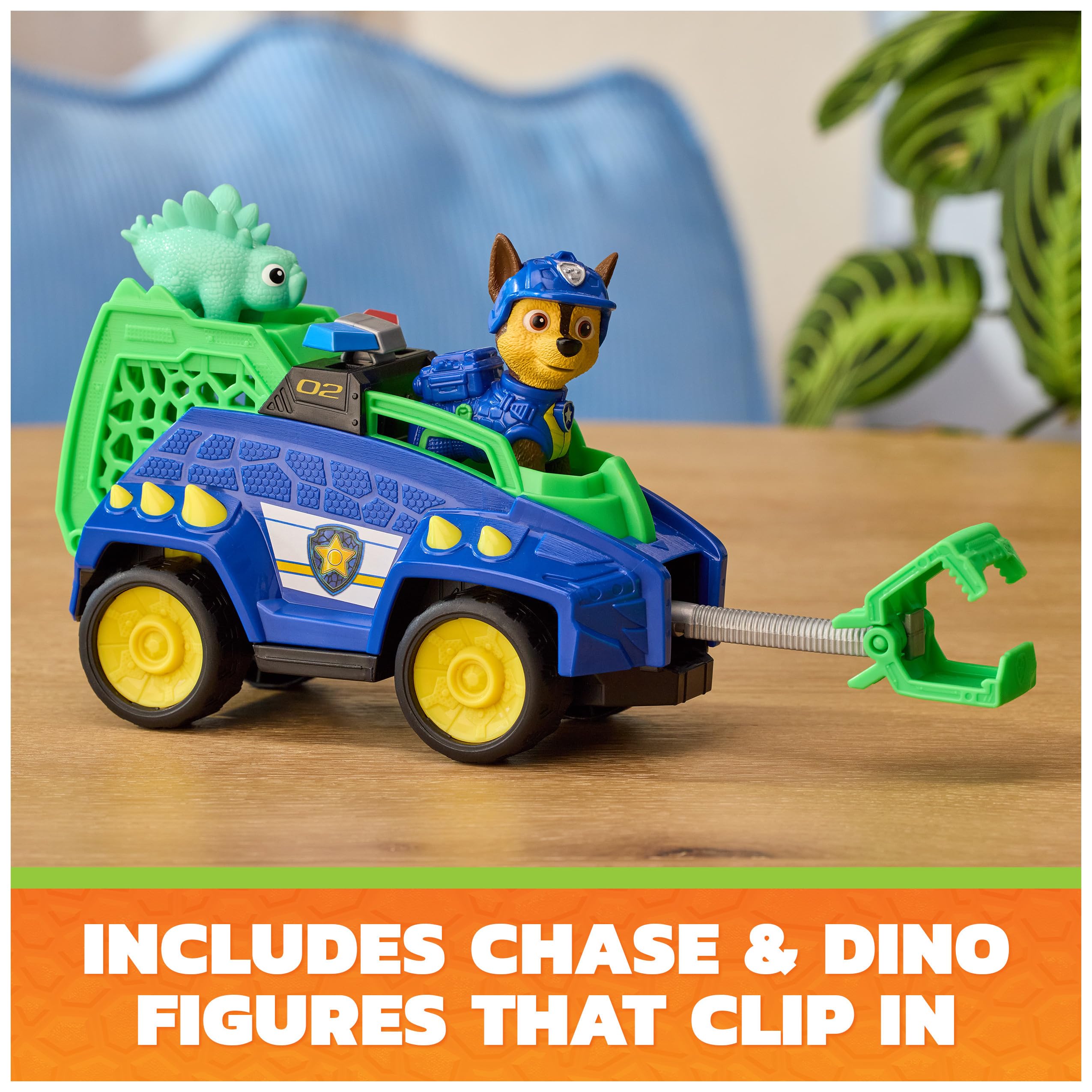 Toy Vehicle Paw Patrol Chase Dino Rescue Cruiser with 2 Figures