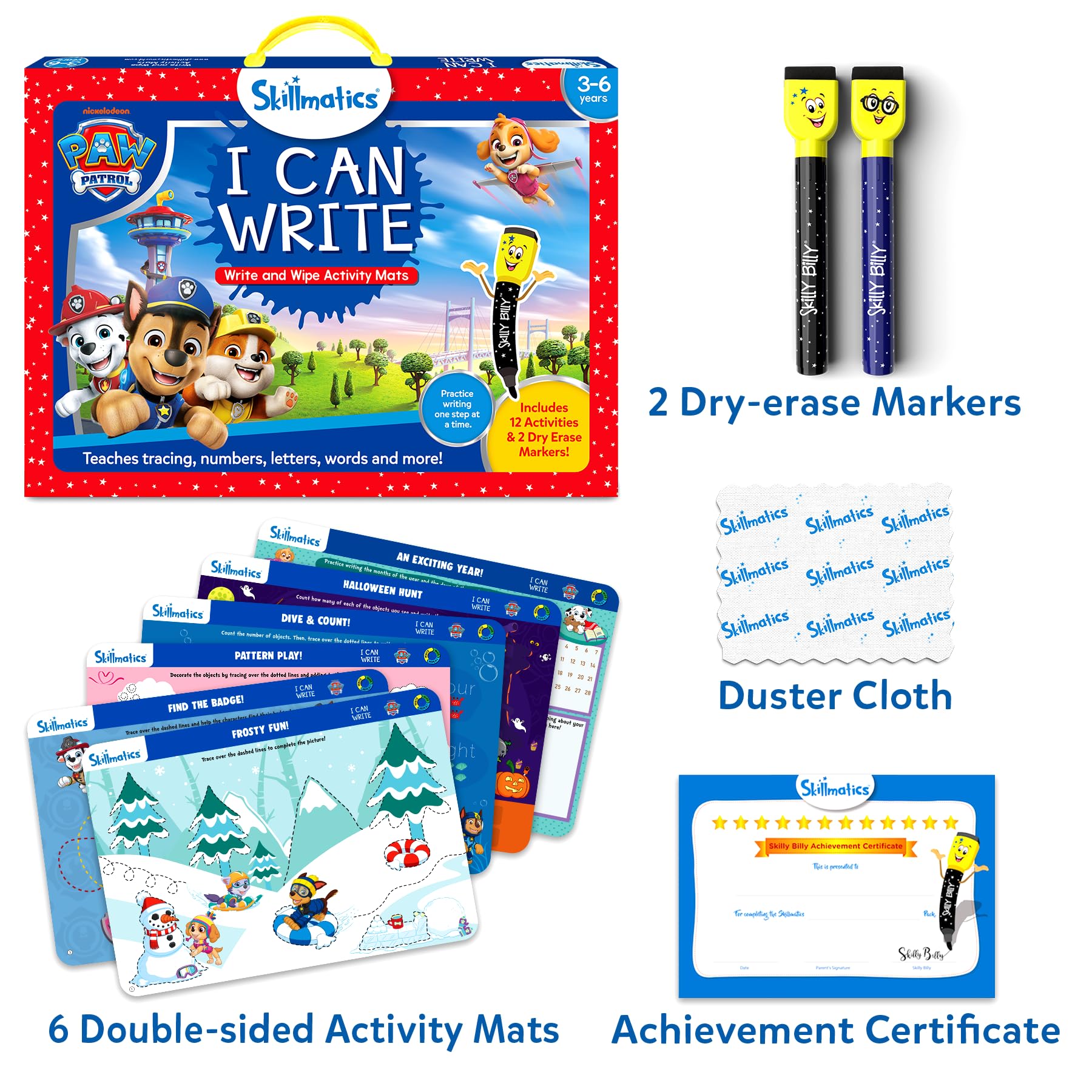 Write and Wipe Activity Mats Paw Patrol Skillmatics Set