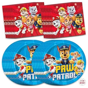 Party Plates and Napkins Set Paw Patrol 33-Piece Birthday Tableware