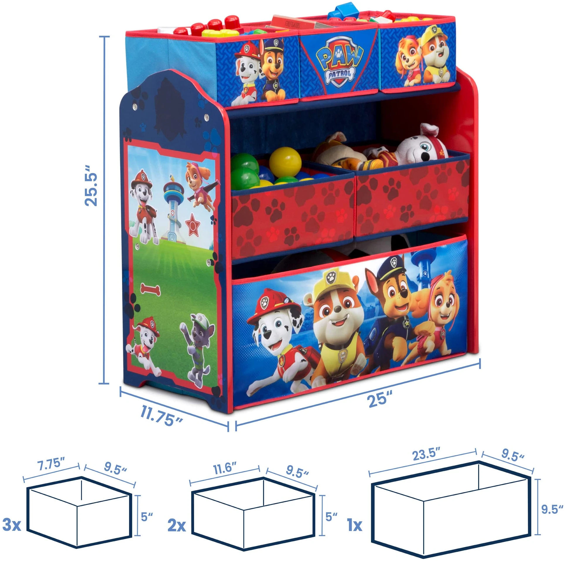 6 Bin Toy Storage Organizer Paw Patrol Design & Store